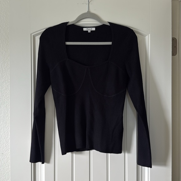 Black Madewell Long Sleeve Wide Rip Top - Picture 4 of 5
